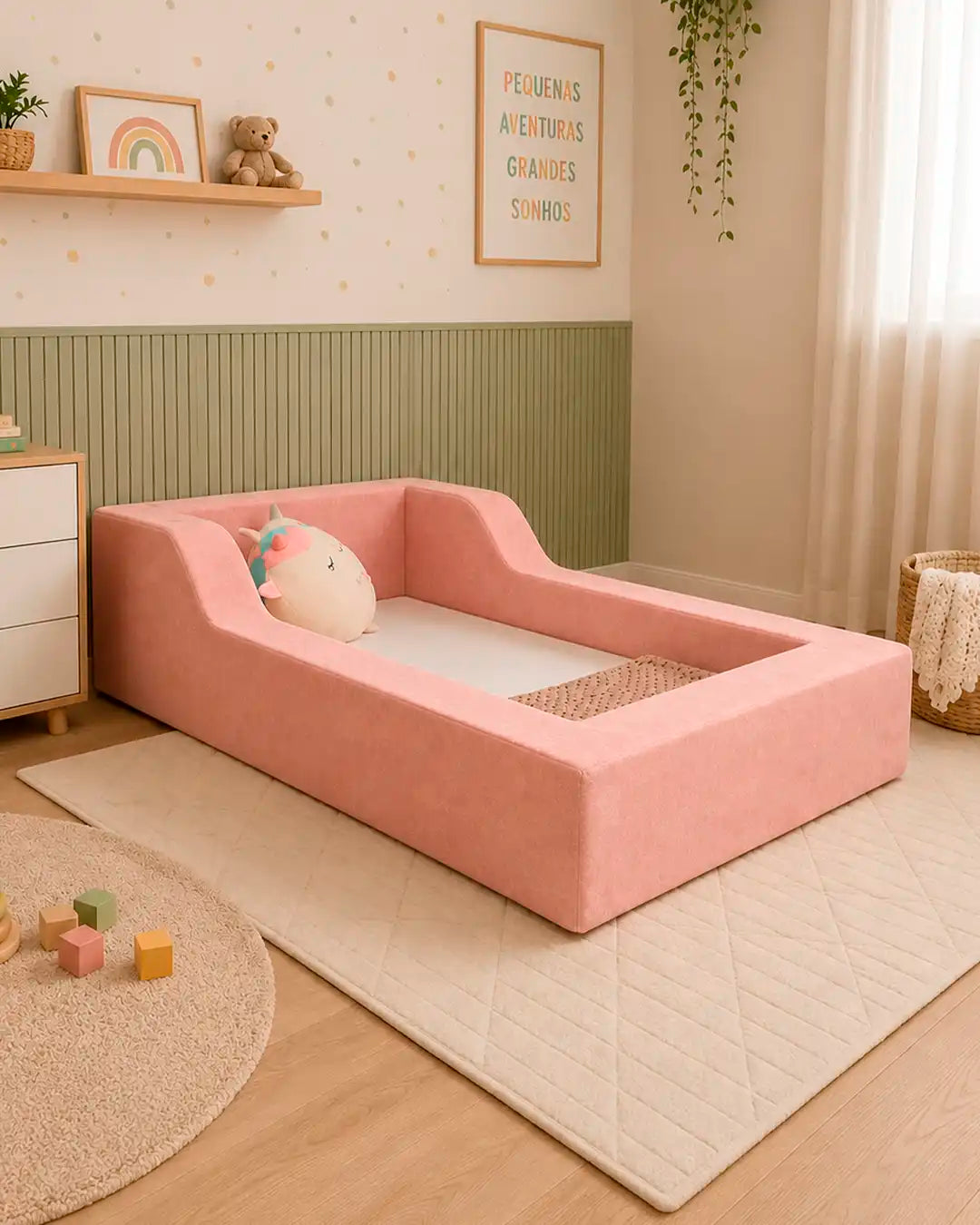 Mini Cama Montessoriana – Primeiros Passos – Rosa